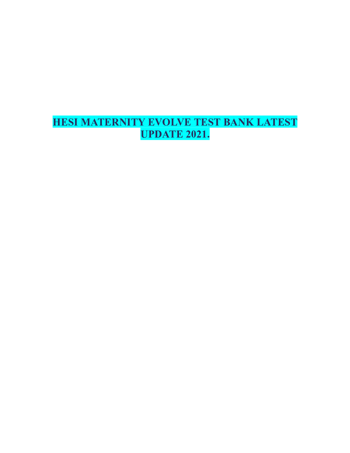 Preview image for NURS 125 HESI MATERNITY EVOLVE TEST BANK